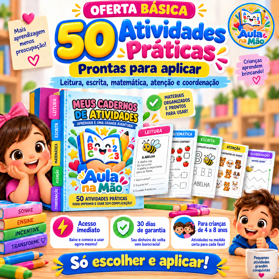 Oferta básica Aula na Mão com 50 atividades práticas